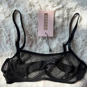 Missguided mesh Bandeau bralette black size 8 uk, 4 US